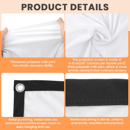 Projector Screen, White Projector Screen, 16:9 No Crease Home Theater Foldable Projection Screen 60"|72"|84"|100"|120"|150" (100 inch Thickened) - size: 100 inch Thickened