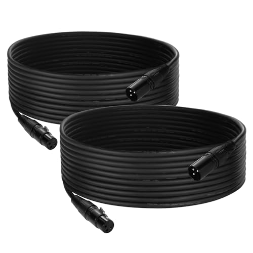 DMX Cable 25 ft, 2 Pack Flexible 3 Pin Signal XLR Male to Female Wire - color: 25 FT DMX Cable 2 Pack