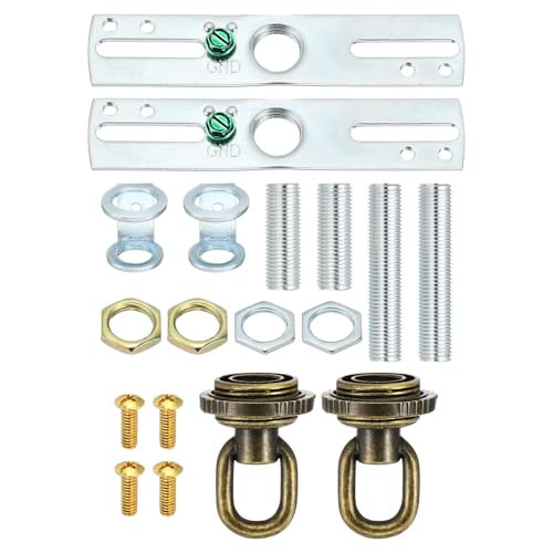 2 Set 4" Universal Light Fixture Cross Bar Kit 1/4 IP Bronze | Center Ceiling Light Plate Mounting Hardware Repair Set - color: Bronze
