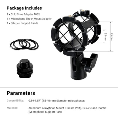 SmallRig Microphone Shock Mount Cold Shoe Pinch for Camera Shoe Boompole (Pack of 2) - size: 55x50x121mm (Pack of 2)