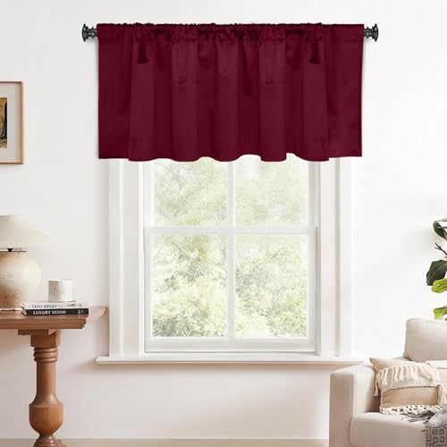 Yakamok Wine Red Room Darkening Velvet Curtains 40x18 Inch Living Room | Luxury soft velvet, 1 panel , for bedroom small windows, window drapes rod pocket,light blocking,Thermal Insulated - color: Wine Red, size: 40"W x 18"L (Pack of 1)