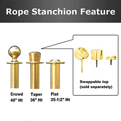 Gold Crown Top Decorative Rope Safety Queue Stanchion Barrier in 3 pcs Set, VIP Crowd Control (72" Burgundy Velvet) - color: 72" Burgundy Velvet