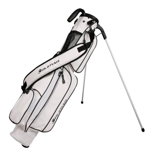 Orlimar Pitch 'N Putt Elite Sunday Golf Bag with Stand | Synthetic Leather, Lightweight, Small, Carry Handle, Rain Hood Cover, For A Few Clubs, Par 3, Driving Range, Men & Women - color: White/Black