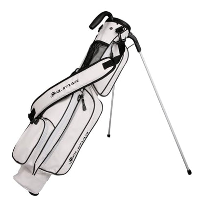 Orlimar Pitch 'N Putt Elite Sunday Golf Bag with Stand | Synthetic Leather, Lightweight, Small, Carry Handle, Rain Hood Cover, For A Few Clubs, Par 3, Driving Range, Men & Women - color: White/Black