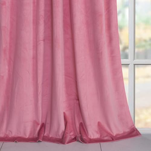 Roslynwood Candy Pink Velvet Curtains 84 inches Long - Curtains Room Darkening Thermal Insulation Rod Pocket Noise Reduction Window Drapes Panels for Dining Room/Bedroom,W52 x L84, 2 Panels - color: Candy Pink, size: 52"W x 84"L (Pack of 2)