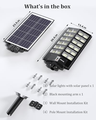 Ofuray Solar Street Lights Outdoor,Of-9800W Commercial Parking Lot Light | Solar Flood Light, LED Area Light with Motion Sensor, Dusk to Dawn, Remote Control for Security Lighting in Streets, Barns - size: 5XL