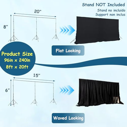 Two Layers Backdrop Made with One Piece Chiffon Tulle & Polyester for Professional Extra Wide Blackout Curtains (Black, 20 x 8 ft) | Chiffon Tulle & Polyester, Extra Wide Blackout Curtains, Theatrical Backdrops - color: Black, size: 96"W x 240"L (Pack of