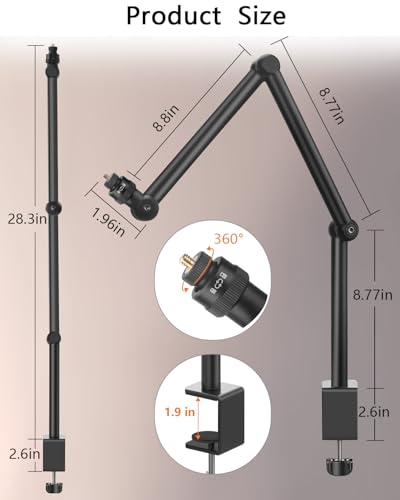 HEMMOTOP Magic Arm Desk Mount/Clamp, 28"
