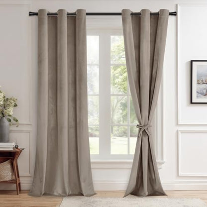 JIUZHEN Taupe Velvet Blackout Curtains 84 Inch for Living Room/Bedroom - color: Taupe, size: 42"W x 84"L (Pack of 2)