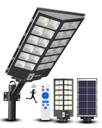 Ofuray Solar Street Lights Outdoor,Of-9800W Commercial Parking Lot Light | Solar Flood Light, LED Area Light with Motion Sensor, Dusk to Dawn, Remote Control for Security Lighting in Streets, Barns - size: 5XL