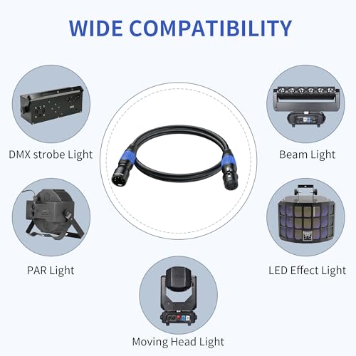 SMALL-EYE 5 Pin DMX Cables 6 ft 2-Pack, 4-Core Male to Female - size: 6 feet -2 Packs