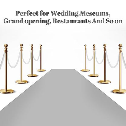 Fumete 6 Pieces Velvet Stanchion Rope Bulk 6.5 Feet Crowd Control Barriers Safety Velvet Rope with Polished Gold Hooks for Party Openings, Not Include Stanchion Post(White) - color: White