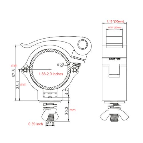 2Pcs Stage Light Clamp 2” Truss Mount Quick Lock Release Fit 48-51mm Tube | Aluminum Alloy Stage Lighting Clamps Heavy Duty 220 Lbs for OD Tubing Truss Pipe F34 Silver