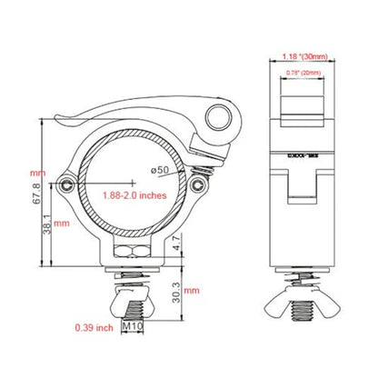 2Pcs Stage Light Clamp 2” Truss Mount Quick Lock Release Fit 48-51mm Tube | Aluminum Alloy Stage Lighting Clamps Heavy Duty 220 Lbs for OD Tubing Truss Pipe F34 Silver