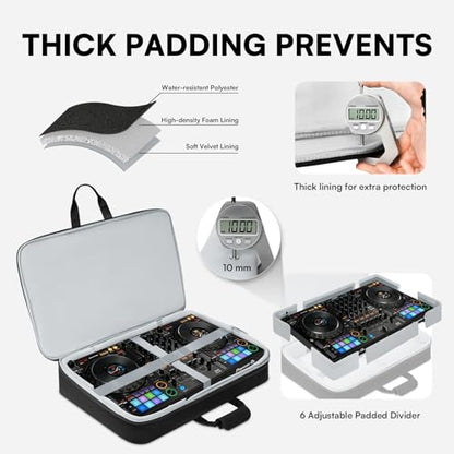 AUROTIER DJ Controller Bag for DDJ FLX10/DDJ REV5/DDJ GRV6/DDJ FLX6/DDJ 1000/DDJ 800, Padded DJ Backpack with Multi-pocket for 17 Inch Laptop, DJ Carrying Mixer Case for DJ Equipment, Grey - color: Grey