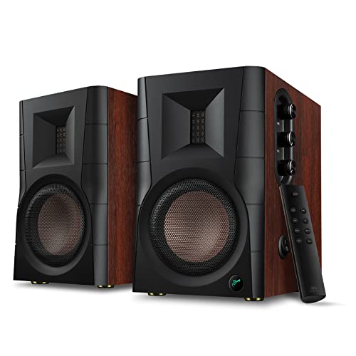 HiVi-Swans D200 Bluetooth Powered Bookshelf Speakers - Studio Monitor Speakers - Computer Speakers for TV/Turntable/PC/Monitor - 5 Inch Near Field 260w RMS - Wood Grain - style: D200