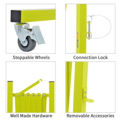 TRUNK Industrial Expandable Metal Barricade, 8 Feet, Matte Yellow, Portable Safety Barrier with Casters, Flexible Fence Mobile Barrier Gate, Adjustable Traffic Fence for Airport,School,Shopping mall - size: 8 FT Matte Yellow-41 in(L-H)