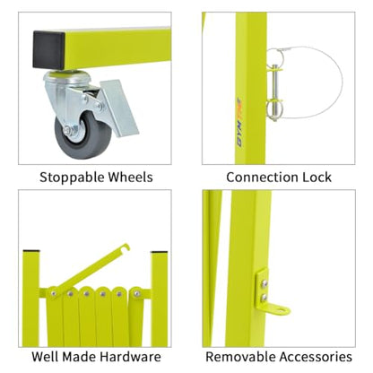 TRUNK Industrial Expandable Metal Barricade, 8 Feet, Matte Yellow, Portable Safety Barrier with Casters, Flexible Fence Mobile Barrier Gate, Adjustable Traffic Fence for Airport,School,Shopping mall - size: 8 FT Matte Yellow-41 in(L-H)