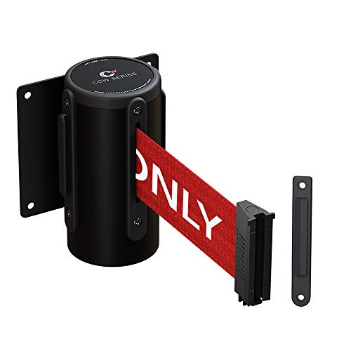 Crowd Control Warehouse WMB-120 Fixed Wall Mount Retractable Belt Barrier - color: Red"Authorized Access Only"