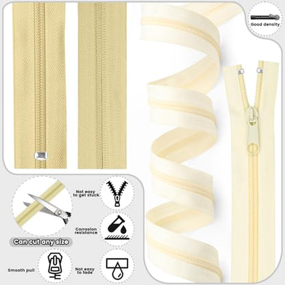 DOITEM Zipper by the Yard 10 Yards Bulk Zipper - (#5) Zippers, Nylon Coil Zippers with 20PCS Sliders for DIY Sewing Bags(Beige and Cream) - color: Beige and Cream