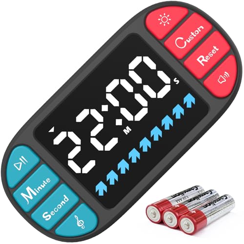 DOOMAY Magnetic Digital Kitchen Timer for Classroom Countdown | Visual Timer with 3.6" LED, 4 Sounds, 3 Brightness, Child Lock, USB-C or AAA for Home & Study - color: Black