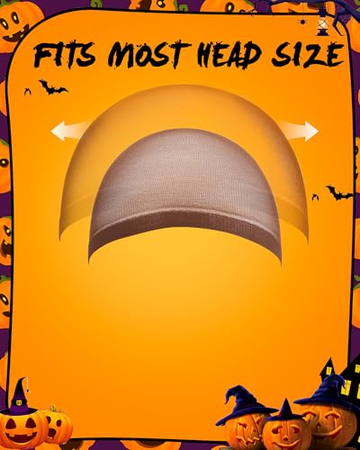 Hoedia 2 PCS Latex Bald Caps Halloween and 2 PCS Nylon Wig Caps, Dark Brown | Bald Head Wig Cap for Adults Women Men, Cosplay Costume Accessories for Halloween Makeup Party - color: Natural