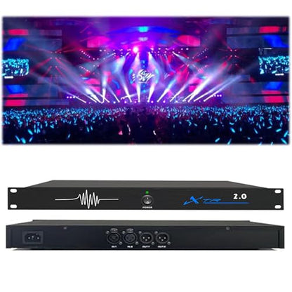 RQG Professional Feedback Suppressor, 2-in and 2-Out Microphone Anti-Howl Feedback Eliminator, 5-Level Digital Anti-Squealing, 12 Segments High Fidelity Retention, Perfect Sound Effects（Blue）