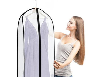 Zilink Dress Bags for Gowns Long Wedding Dress Storage Bags 72 in, 2 Pack - size: 72"-2pcs-Clear-7" Gussted