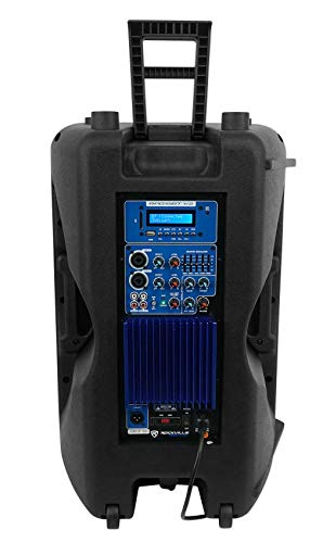 Rockville RPG15BT 15" Powered PA Speaker Pair with RPG15BT V2 Rolling Bags | 1000W Peak / 250W RMS, Bluetooth 5.0 TWS, USB/SD, 5-Band EQ, XLR/RCA, 2 Rolling Travel Bags with Wheels, 4-Items