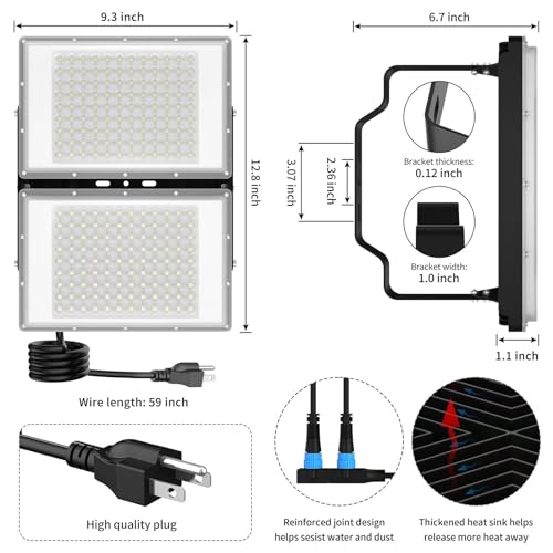 400W LED Flood Light, 40000LM Super Bright Outdoor Security Lights with Wider Lighting Angle,6000K Daylight White, IP66 Waterproof Outdoor Lighting for Garage, Garden, Yard, Parking Lot - size: 200W- Flood Light-2Pack