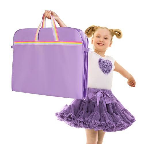 KEEGH 40 inch Dance Costume Garment Bags Kid Dance Bags, Purple | Rainbow Handle, 3 Zipper Pockets, For Dance Competitions, Ballet, Theatre, Costume Garment Bag for Dancers