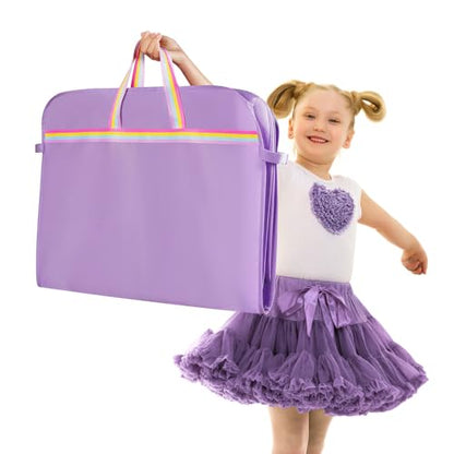 KEEGH 40 inch Dance Costume Garment Bags Kid Dance Bags, Purple | Rainbow Handle, 3 Zipper Pockets, For Dance Competitions, Ballet, Theatre, Costume Garment Bag for Dancers