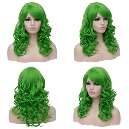 Cying Lin 18" Long Curly Green Beehive Wigs Heat Resistance Fiber Synthetic Hair Party Cosplay Wigs Peluca (Green) - color: Green
