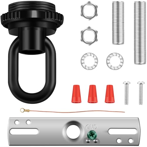 Light Fixture Cross Bar Kit Screw Collar Loop Kit Canopy Hardware Set Heavy Duty Die Cast Ceiling Hook Loop Holder (Black, 1 Pack) - color: Black, size: 1 Pack
