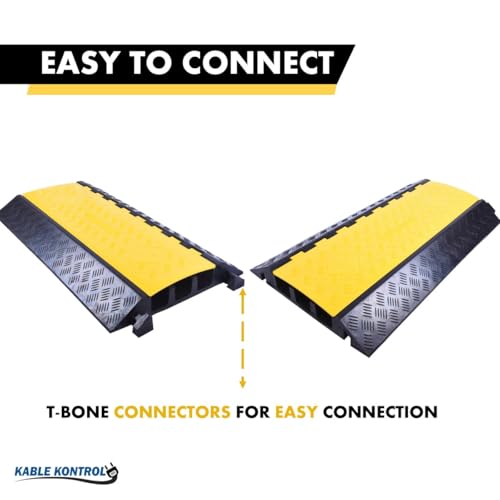 Kable Kontrol Atlas Heavy Duty Cable Protector Ramp - 3 Channel Bulk Wholesale Pallet - 30 Pcs - 36” Long Black & Yellow – 44000 Lbs Capacity - Rubber Speed Bump Wire Protector Cord Cover – CP9986 - size: 3 Channel - 36" - 30 Units