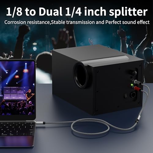 1/8 Stereo to Dual 1/4 Mono Cable 10ft, 3.5mm to Dual 1/4 Cable, 1/8 inch TRS Stereo to Dual 1/4 inch TRS Splitter - color: 3.5mm to 2x6.35mm Audio Cable, size: 10 feet