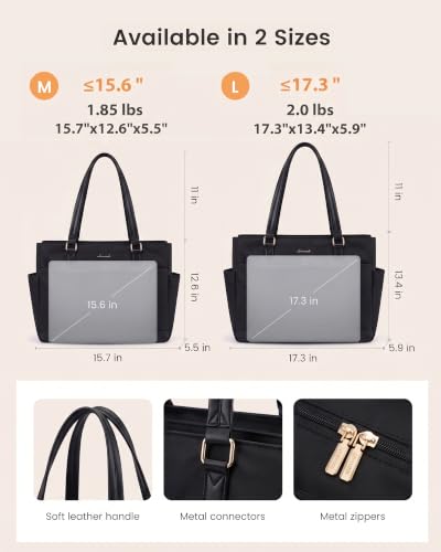 LOVEVOOK Laptop Tote Bag for Women with 40oz Large Cup Holder - color: Black, size: 15.6 Inch