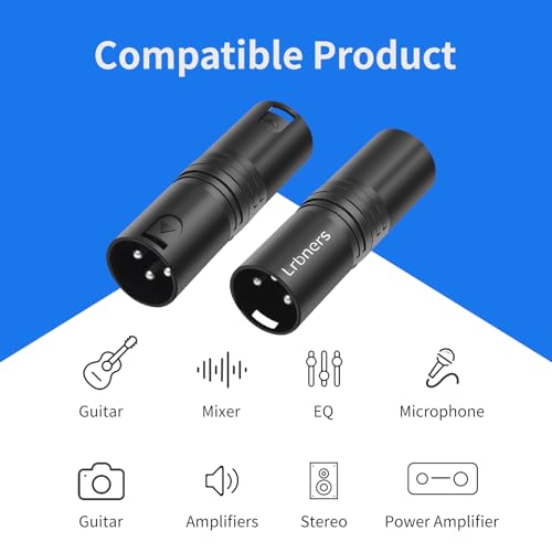 XLR Male to Male Audio Adapter, Black Shell Secure Locking Coupling Connector, 3-Pin Lossless Signal Transmission, Durable XLR Extender for Studio & Stage Equipment Cable Adapter 3-Pack
