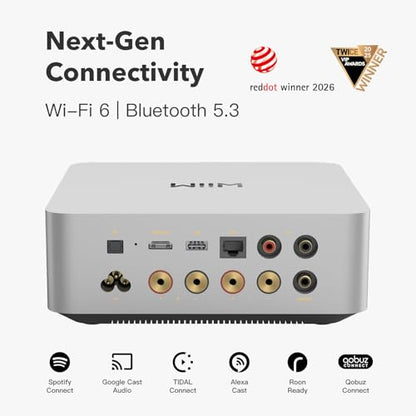 WiiM Amp Ultra Stereo Streaming Amplifier, HDMI ARC & RoomFit, Silver | Upgrade Passive Speakers with 100W/ch at 8Ω, Hi-Res Sound, Touchscreen Control, RoomFit Correction, and Multi-room Audio - color: Silver