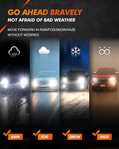 SEALIGHT 9006 Fog Light Bulbs, 400% Brightness 9006 HB4 Fog Lights LED Bulb, 6000K White 9006 Fog Lights for Car, 50,000 HRS Lifespan Replacement Fog Light Bulbs, IP68 Waterproof, Pack of 2 - color: White, size: 9006