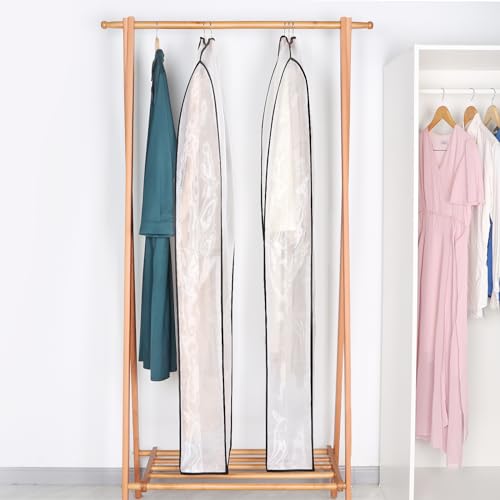 Zilink Leather Jacket Coat Storage Bags Dress Bags for Gowns Long 60 in | 7in Gussted, Wrinkle Free, Breathable, Dust Covers for Hanging Clothes for Leather Jacket Fur Coat Puffy Dress Storage, 4Pack - size: 60"-4pcs