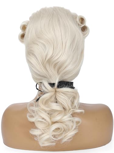 Adequate Judge Colonial Wigs for Women,Founding Father Costume,George Washington Costume,Revolutionary War, Halloween Costume Wig (Beige) - color: C-Beige