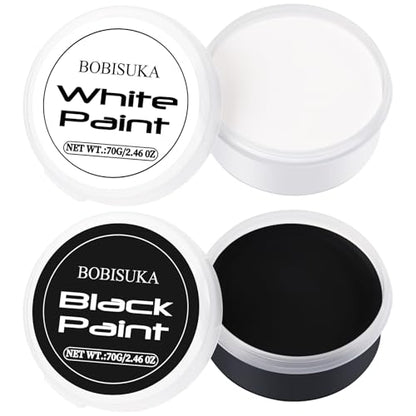 BOBISUKA Halloween Black and White Face Body Paint Oil Based Face Painting Kit for Adult Non Toxic Large Capacity Facepaint for Cosplay Clown Skeleton Vampire Special Effects Makeup - color: SET 01