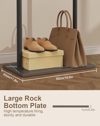 Coat Rack Freestanding, Clothes Rail, 19.7x11.8x68.9 In, Black | Modern Garment Rack with 2 Hooks and Heavy Rock Slab Base, Industrial Metal Clothing Hanger Stand for Entryway, Living Room - color: Black, size: 11.8 x 19.7 x 68.9 In