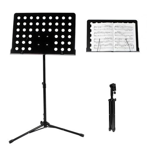 Professional Music Stand – Adjustable Folding Steel Sheet Music Stand – Portable Metal Stand Ideal for Musicians, Pianists, Violinists, Guitarists & Music Students