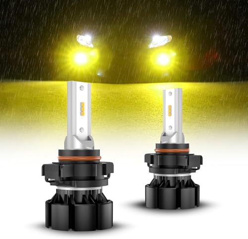 SEALIGHT 5201 5202 LED Fog Light Bulbs Yellow, 600% Brightness 5201 PS19W PS24W Fog Lights LED, 3000K Yellow Strong Penetration 5201 LED Fog Bulbs Replacement for Cars,Trucks(Pack of 2) - color: Yellow, size: 5202/5201