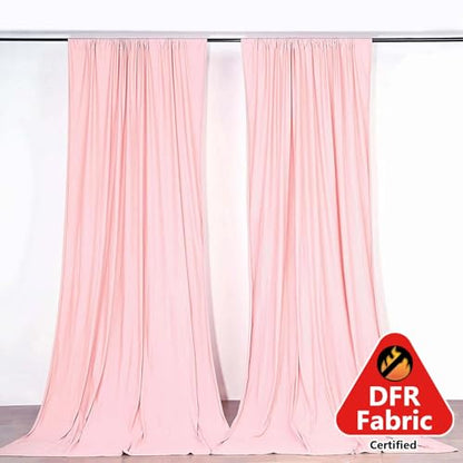 Efavormart 2 Pack 10ft x 10ft Blush Rose Gold Fire Retardant Scuba Backdrop, Luminous Wrinkle-Free Curtain Panels for Bridal Showers and Glamorous Events - color: Blush