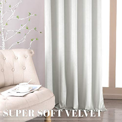 nanbowang Bleach Velvet Curtains - White 42 Inches Width 63 Inches Long Soft Curtain Rod Pocket Thermal Insulated Window Treatment for Bedroom 2 Panels - color: Bleach, size: 42"W x 63"L (Pack of 2)