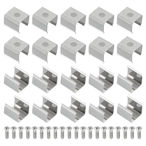 PATIKIL LED Strip Clips, 80pcs Stainless Steel Mounting Brackets Fixing Clip Clamp Support Holder with Screws for 10mm to 11mm LED Strip Lighting Cable - size: 10mm to 11mm
