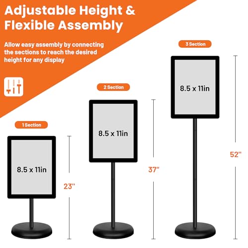 Sign Holder Stand 8.5x11 Inch - Pedestal Floor Standing Sign Holder with Adjustable 360° Rotating Display, Standing & Poster Sign Stand for Business, Mall, Schools, Restaurants – 1 Pack - size: Sign Holder Stand 8.5x11 – 1 Pack